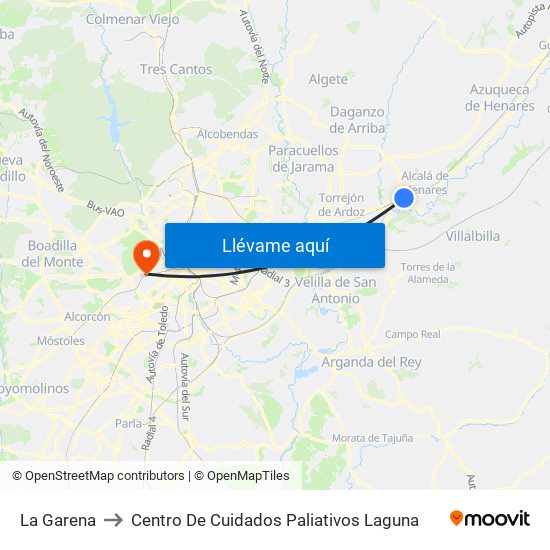 La Garena to Centro De Cuidados Paliativos Laguna map