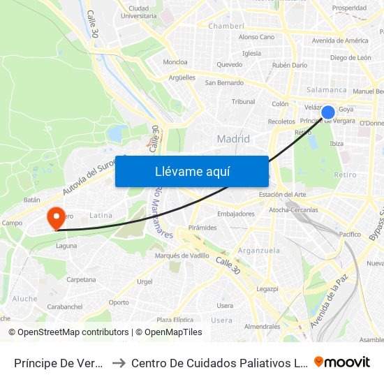 Príncipe De Vergara to Centro De Cuidados Paliativos Laguna map