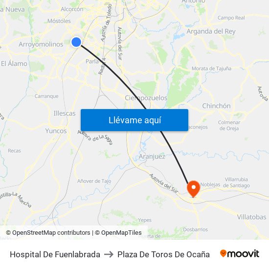 Hospital De Fuenlabrada to Plaza De Toros De Ocaña map