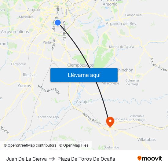 Juan De La Cierva to Plaza De Toros De Ocaña map