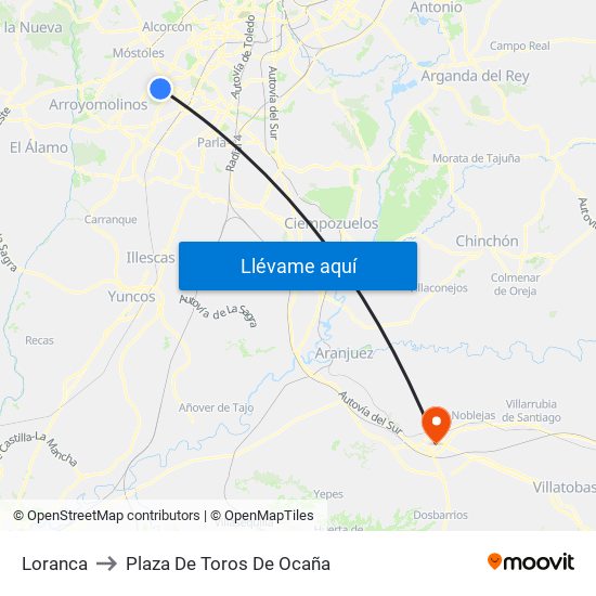 Loranca to Plaza De Toros De Ocaña map
