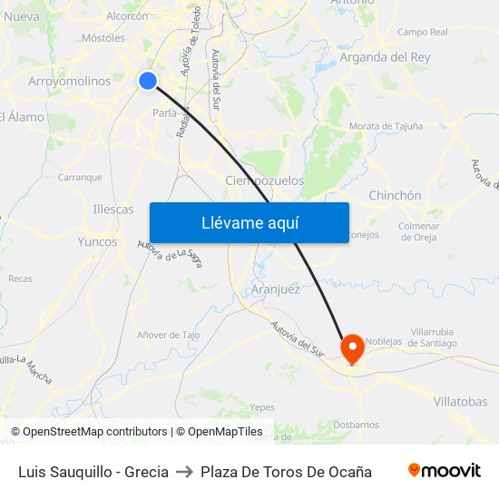 Luis Sauquillo - Grecia to Plaza De Toros De Ocaña map