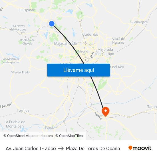 Av. Juan Carlos I - Zoco to Plaza De Toros De Ocaña map
