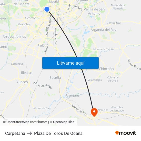 Carpetana to Plaza De Toros De Ocaña map