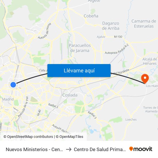 Nuevos Ministerios - Centro Comercial to Centro De Salud Primaria El Zulema map