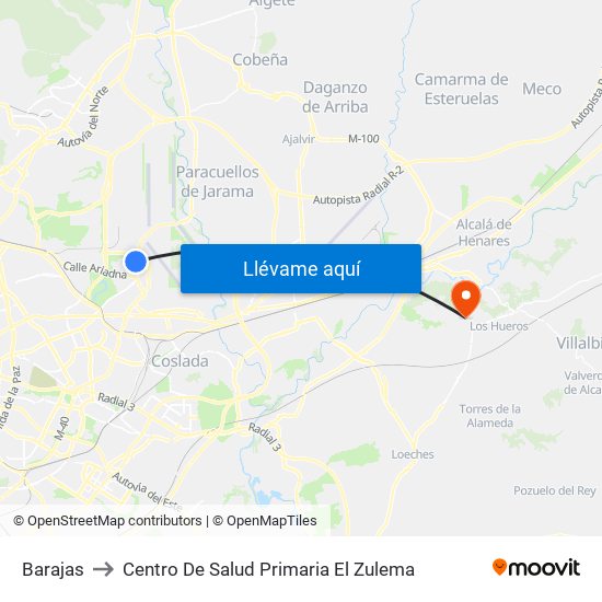 Barajas to Centro De Salud Primaria El Zulema map