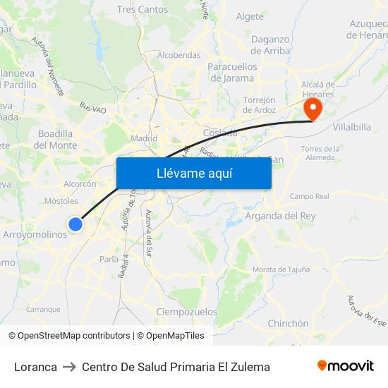 Loranca to Centro De Salud Primaria El Zulema map