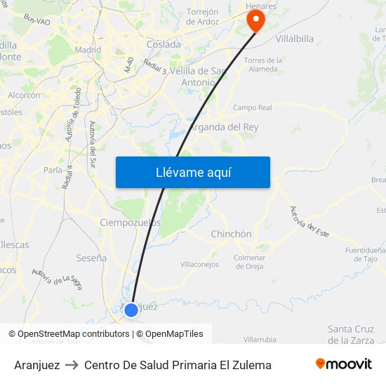 Aranjuez to Centro De Salud Primaria El Zulema map