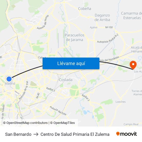 San Bernardo to Centro De Salud Primaria El Zulema map