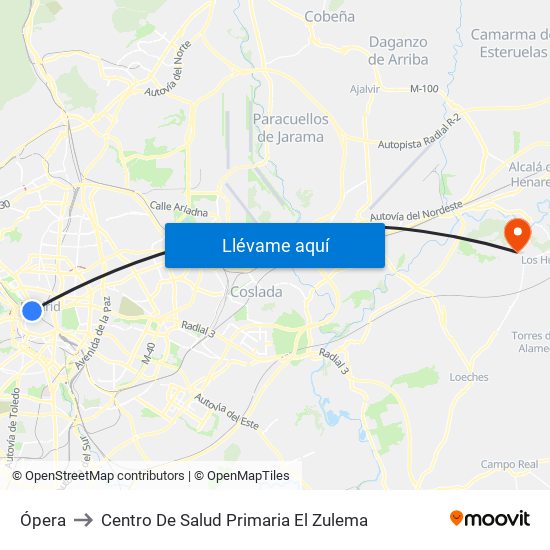 Ópera to Centro De Salud Primaria El Zulema map