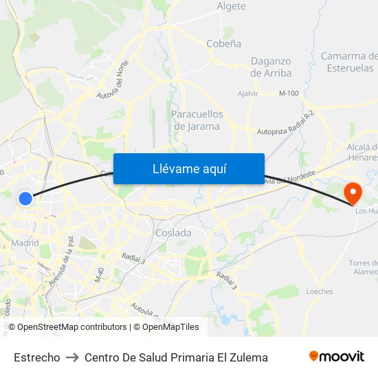 Estrecho to Centro De Salud Primaria El Zulema map
