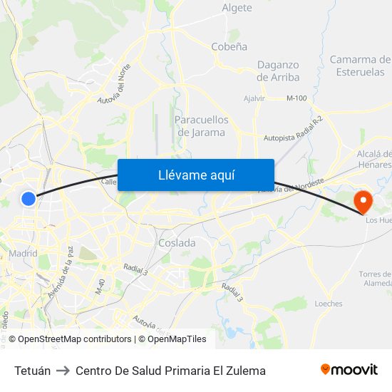 Tetuán to Centro De Salud Primaria El Zulema map