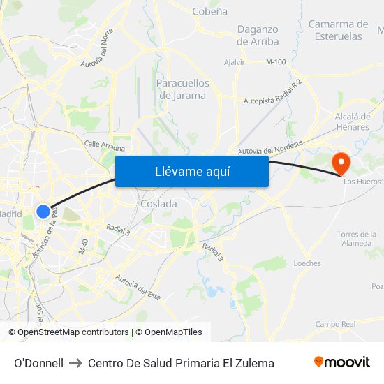 O'Donnell to Centro De Salud Primaria El Zulema map