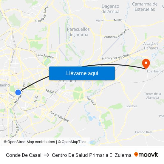 Conde De Casal to Centro De Salud Primaria El Zulema map