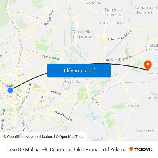 Tirso De Molina to Centro De Salud Primaria El Zulema map