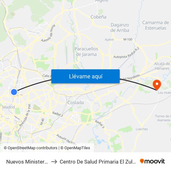 Nuevos Ministerios to Centro De Salud Primaria El Zulema map