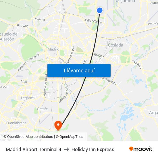 Madrid Airport Terminal 4 to Holiday Inn Express map