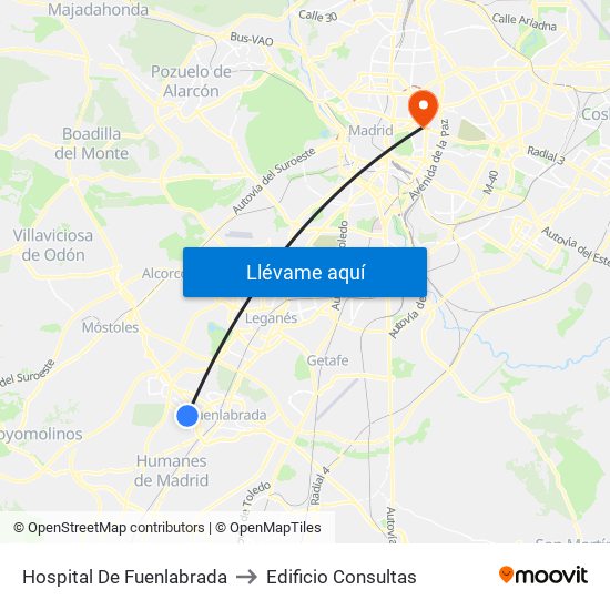 Hospital De Fuenlabrada to Edificio Consultas map