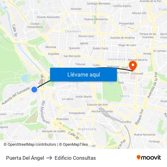Puerta Del Ángel to Edificio Consultas map