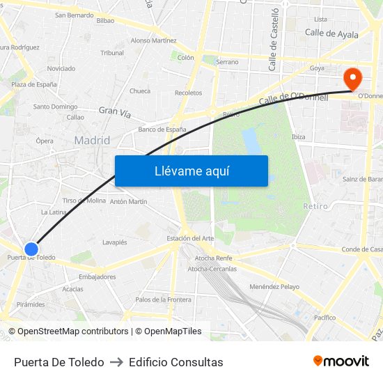 Puerta De Toledo to Edificio Consultas map