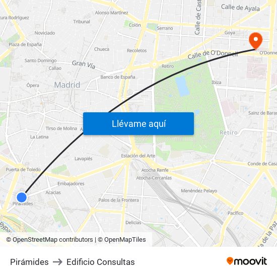 Pirámides to Edificio Consultas map