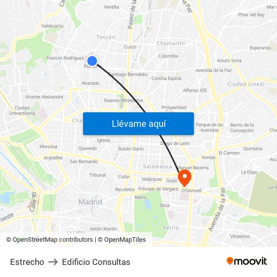 Estrecho to Edificio Consultas map