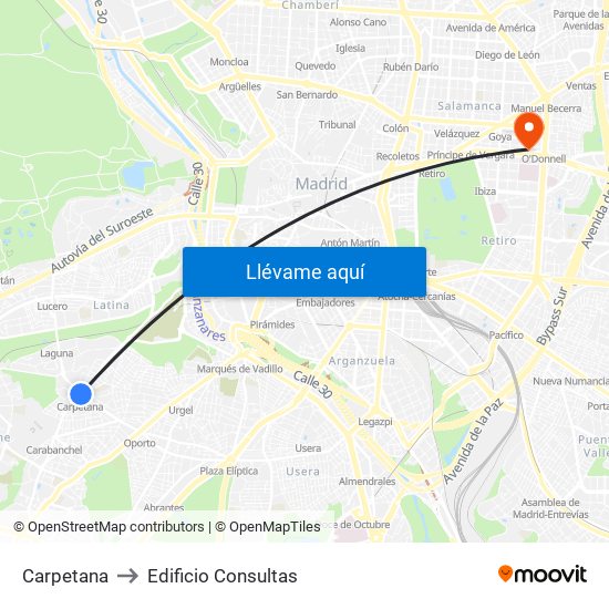 Carpetana to Edificio Consultas map