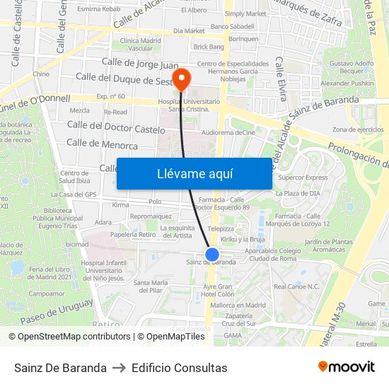 Sainz De Baranda to Edificio Consultas map