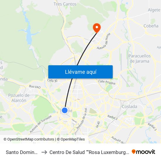 Santo Domingo to Centro De Salud ""Rosa Luxemburgo"" map