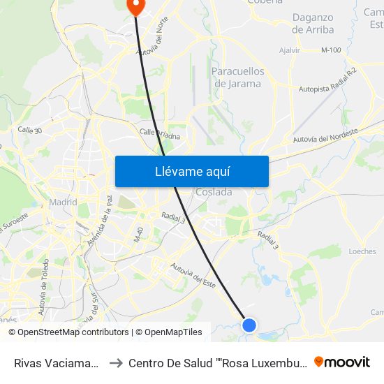 Rivas Vaciamadrid to Centro De Salud ""Rosa Luxemburgo"" map