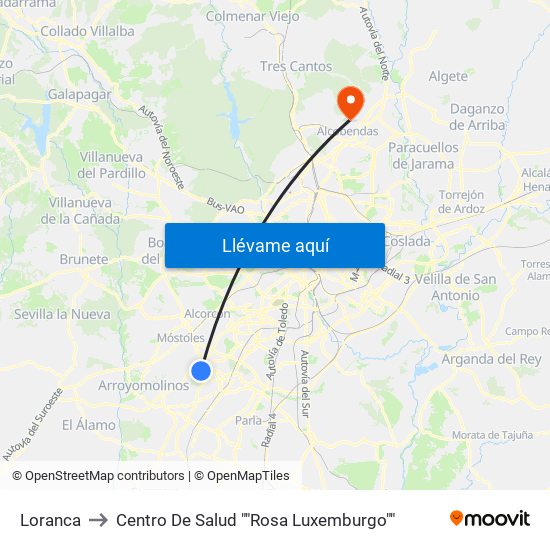 Loranca to Centro De Salud ""Rosa Luxemburgo"" map