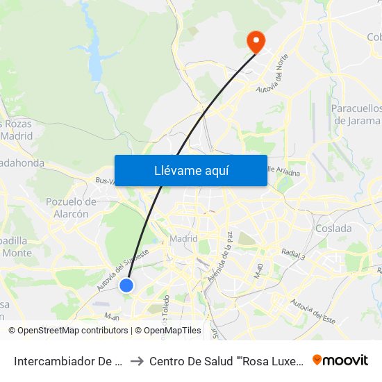 Intercambiador De Aluche to Centro De Salud ""Rosa Luxemburgo"" map