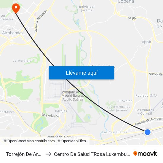 Torrejón De Ardoz to Centro De Salud ""Rosa Luxemburgo"" map