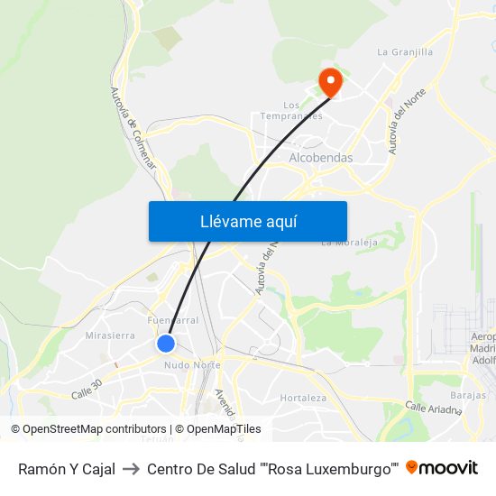 Ramón Y Cajal to Centro De Salud ""Rosa Luxemburgo"" map