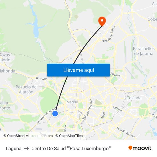 Laguna to Centro De Salud ""Rosa Luxemburgo"" map