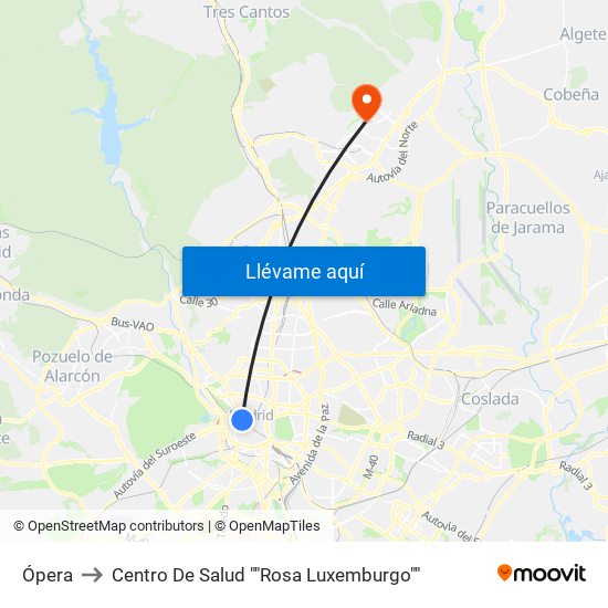 Ópera to Centro De Salud ""Rosa Luxemburgo"" map