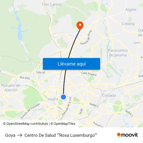 Goya to Centro De Salud ""Rosa Luxemburgo"" map