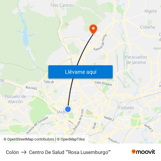 Colón to Centro De Salud ""Rosa Luxemburgo"" map