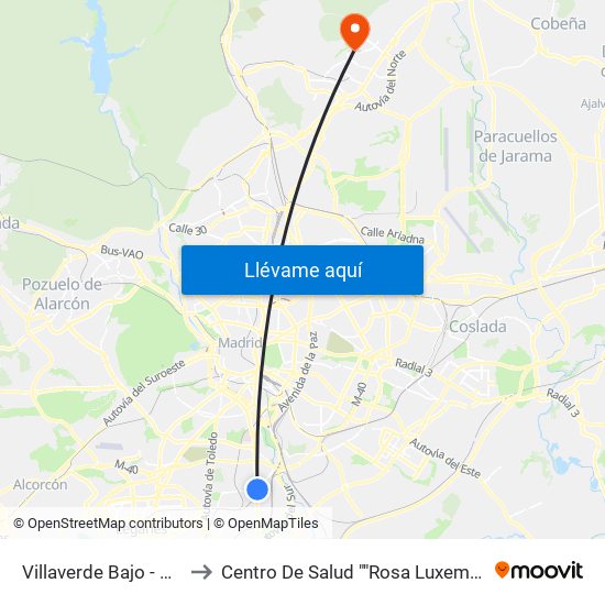 Villaverde Bajo - Cruce to Centro De Salud ""Rosa Luxemburgo"" map