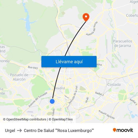 Urgel to Centro De Salud ""Rosa Luxemburgo"" map