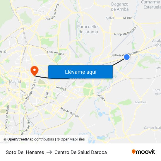 Soto Del Henares to Centro De Salud Daroca map