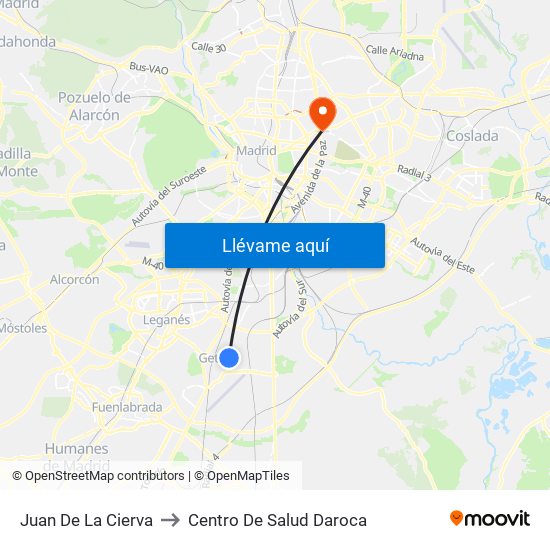 Juan De La Cierva to Centro De Salud Daroca map