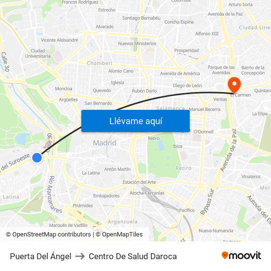 Puerta Del Ángel to Centro De Salud Daroca map