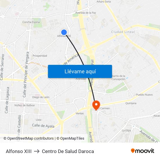 Alfonso XIII to Centro De Salud Daroca map