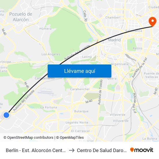 Berlín - Est. Alcorcón Central to Centro De Salud Daroca map