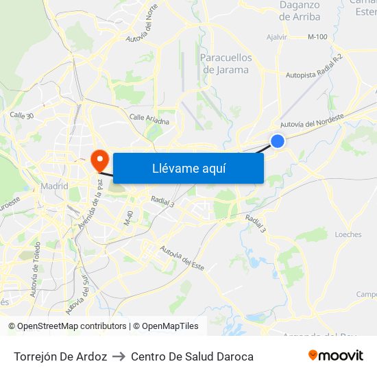 Torrejón De Ardoz to Centro De Salud Daroca map