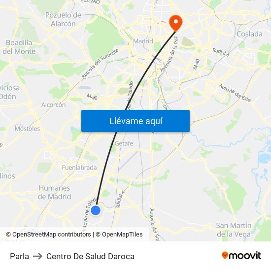 Parla to Centro De Salud Daroca map