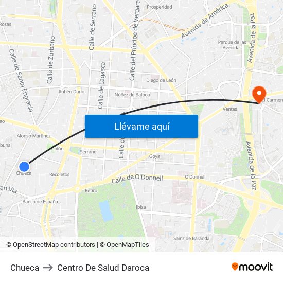 Chueca to Centro De Salud Daroca map
