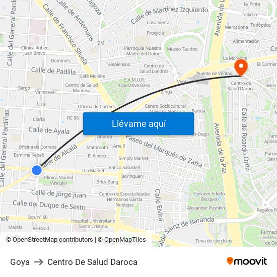 Goya to Centro De Salud Daroca map