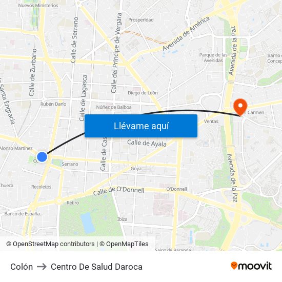 Colón to Centro De Salud Daroca map